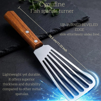 Fish Spatula Stainless Steel, Metal Slotted Spatula for Non-Stick Cookware Fish Flexible Spatulas Turner for Kitchen Cooking Barbecue Egg Grill