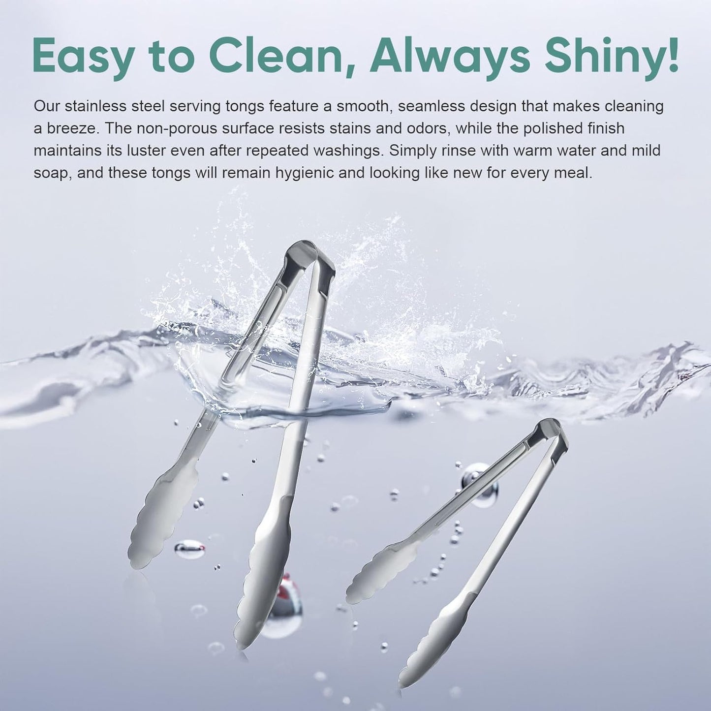 12 Pieces Buffet Tongs 7'' Serving Tongs Heavy Duty Stainless steel Kitchen and BBQ Utility Tong (Silver, 7inch)