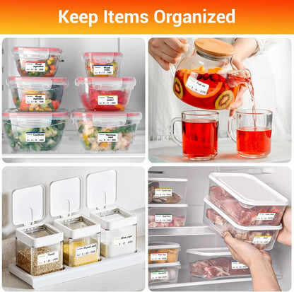 Segarty Food Label Stickers, 300 Pcs Blank Expiration Date Stickers to Write On, with 1 Black Pen, Waterproof Removable Freezer Labels for Glass Spice Jars, Canister, Food Container