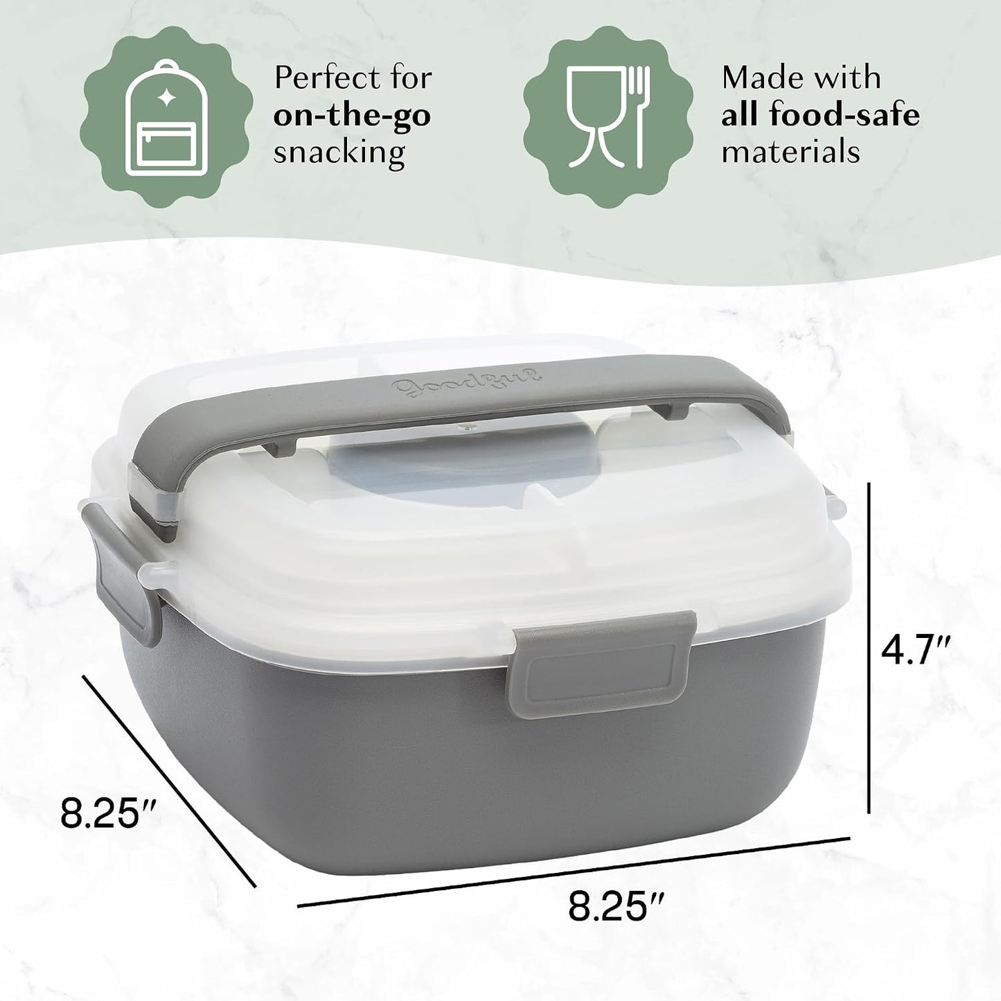 Goodful Stackable Lunch Box Container, Bento Style Food Storage with Removeable Compartments for Sandwich, Snacks, Toppings & Dressing, Leak-Proof and Made without BPA, 56-Ounce, Blue
