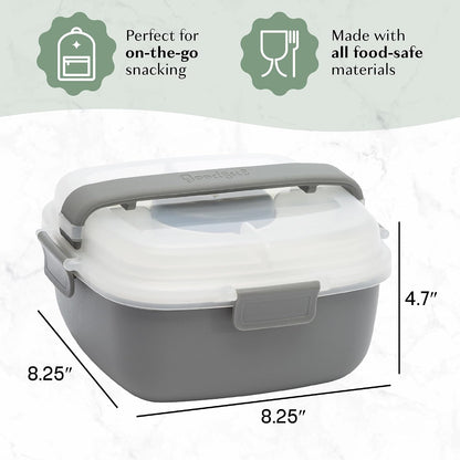Goodful Stackable Lunch Box Container, Bento Style Food Storage with Removeable Compartments for Sandwich, Snacks, Toppings & Dressing, Leak-Proof and Made without BPA, 56-Ounce, Blue