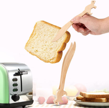 Toast Tongs Wooden, Mini Wooden Food Tongs with Ergonomic Curved Handle, Heat-Resistant Serving Tongs for Bread, Fruit, Cheese and Appetizers