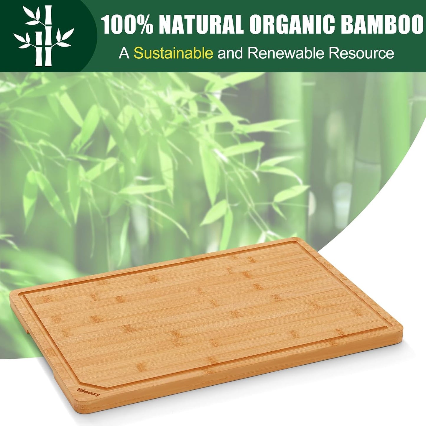 Homaxy Extra Large Bamboo Cutting Boards for Kitchen, 18x12.5" Wood XL Cutting Board with Juice Groove, Butcher Block Wooden Chopping Board for Kitchen, Meat, Cheese, Fruit & Vegetables - Pre Oiled