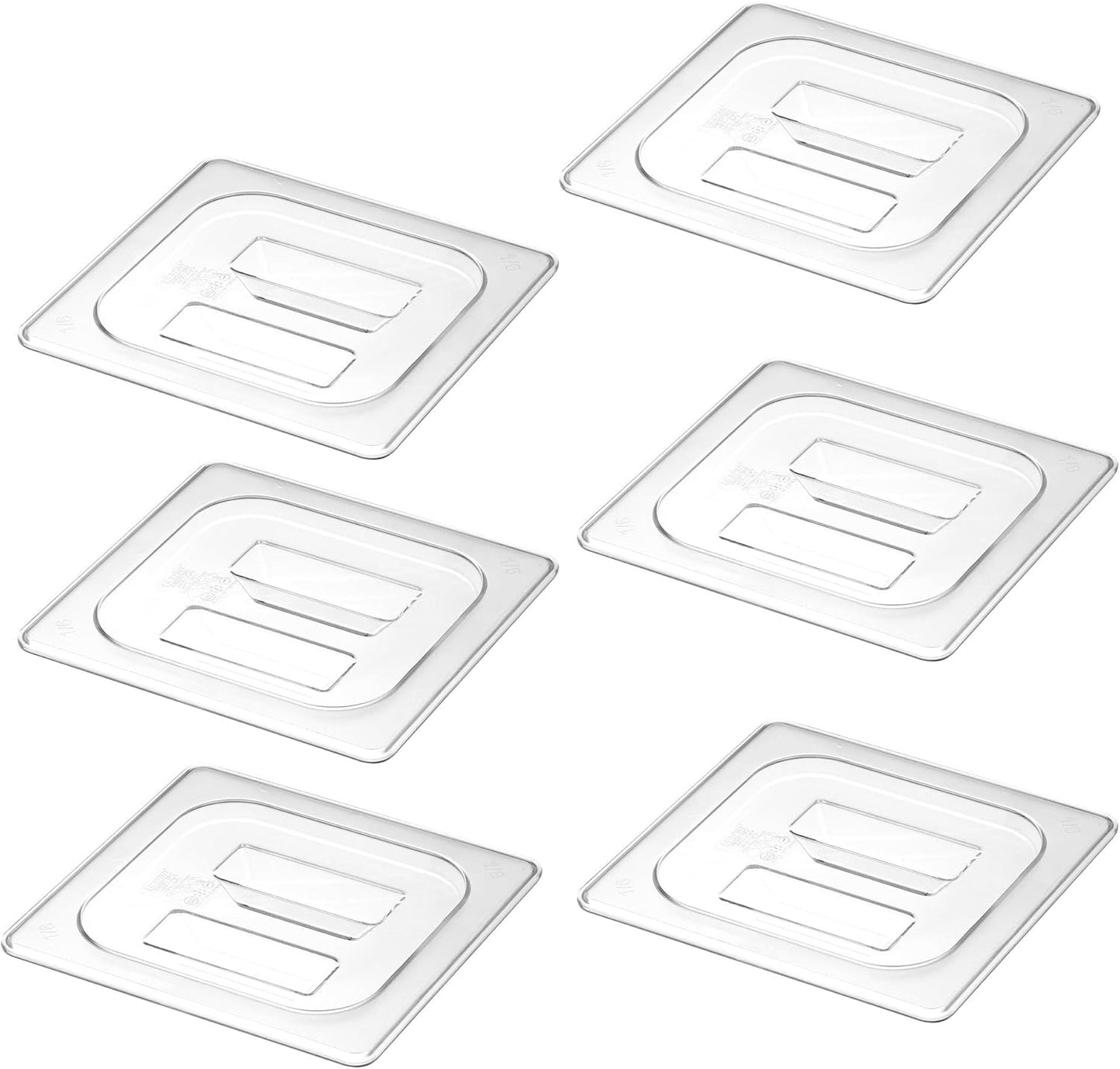 6-Pack Clear Polycarbonate Handled Lids for 1/6 Size NSF Food Pans