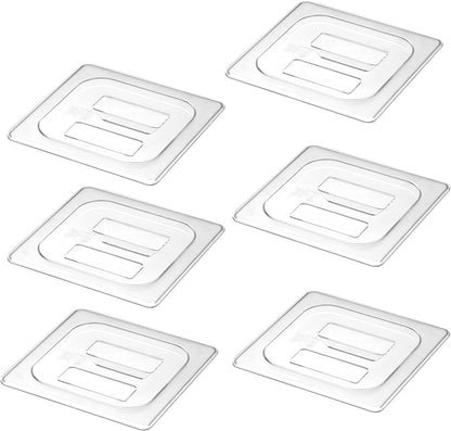 6-Pack Clear Polycarbonate Handled Lids for 1/6 Size NSF Food Pans