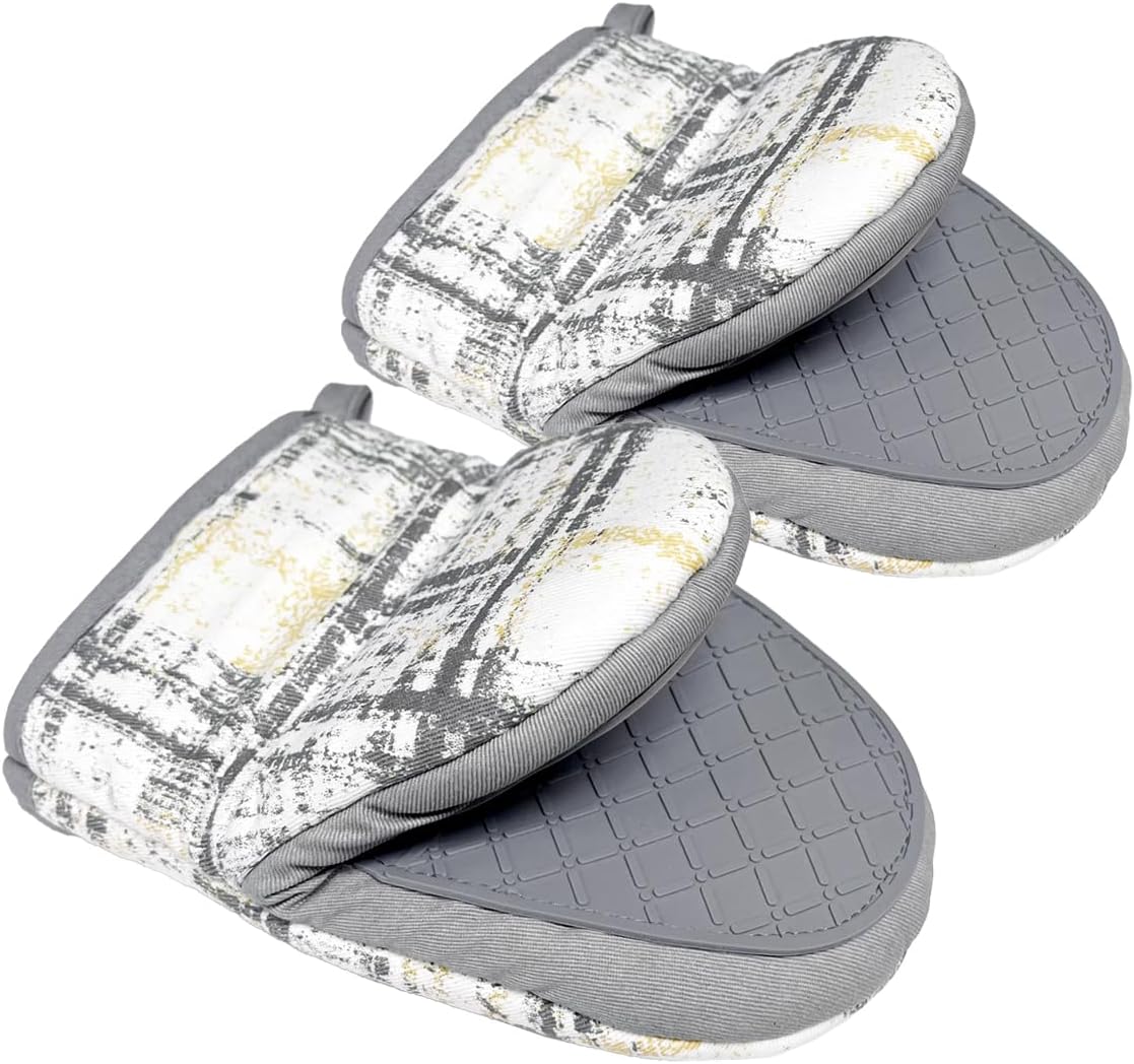 Mini Silicone Oven Mitts, Heat Resistant Kitchen Mittens 2-Pack Set