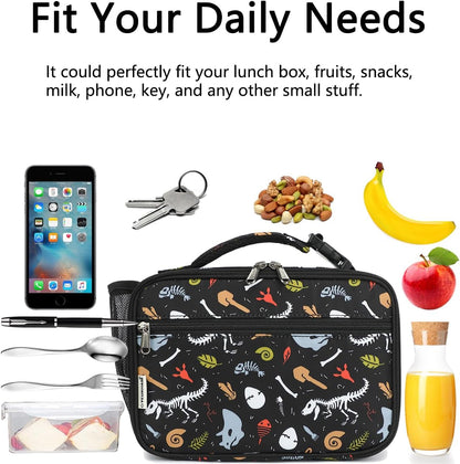 GYEUKHAM Insulated Lunch Box for School, Thermal Reusable Durable Freezable Lunch Bags for Kids Boys Girls Men Women - Small Soft Cooler Portable Lunch Tote Kit for Work Picnic Travel,Black