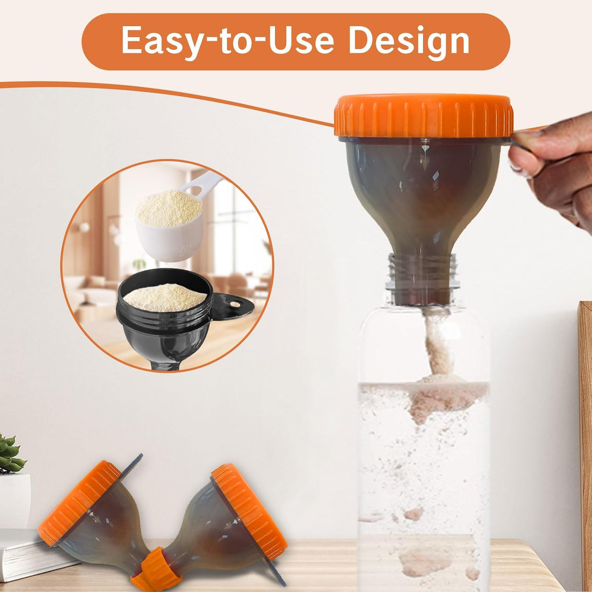 2Pack Protein Powder Container to go Portable Supplement Funnels for Filling Bottles with Protein Powder Compartment Pill Storage, Great for Workout, Travel, to-Go, Fitness