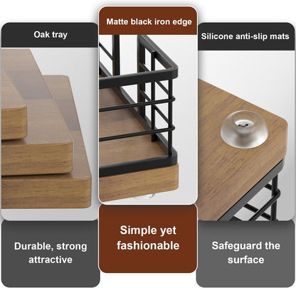 Wican Napkin Holder for Table, Bamboo Iron Standing Napkin Dispenser for Kitchen Dining Farmhouse Cocktail Picnic Bar Rustic Wood Holders for Paper Mail Bills Suitable for All Dining Room Decors Black