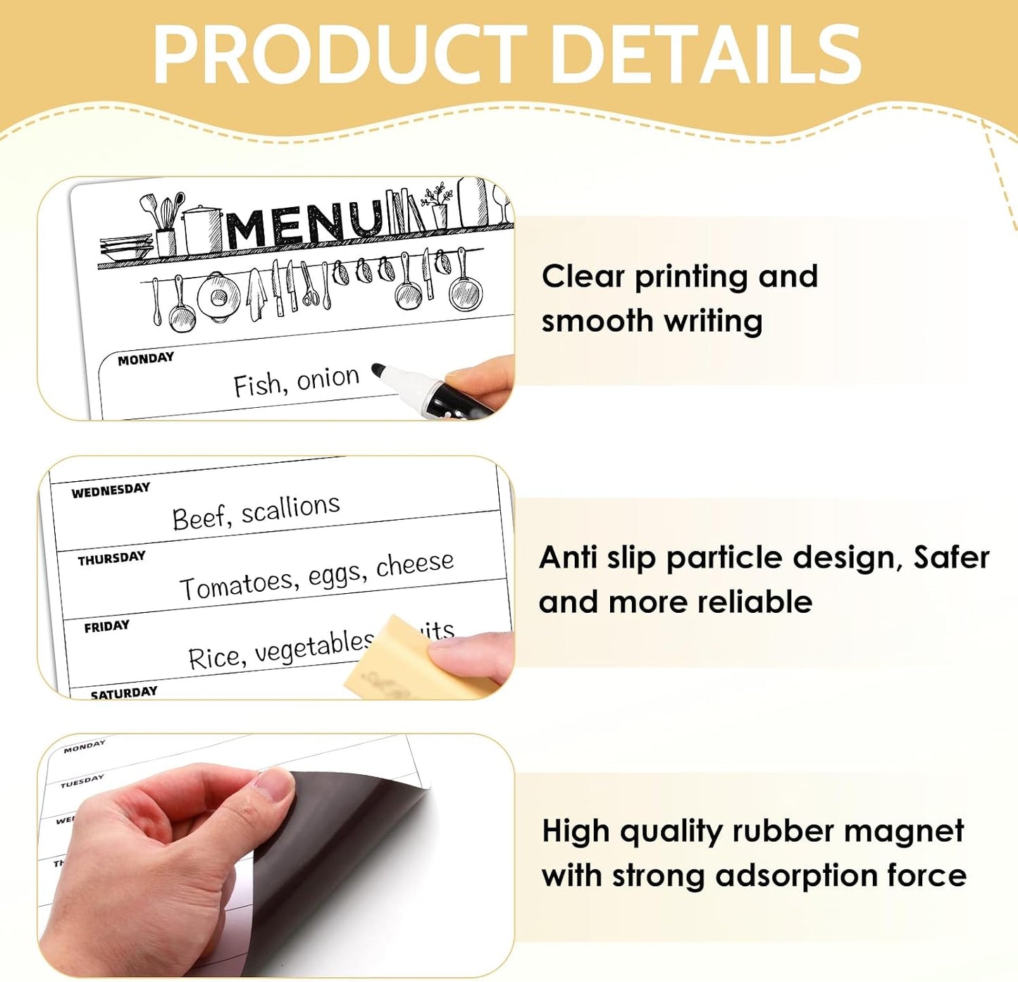 Dry Erase Magnetic Calendar for Refrigerator Clear Weekly Planner Daily Menu Board for Kitchen Dinner Menu Magnet for Fridge Family Schedule Planning List Boards 8.5x12 inch