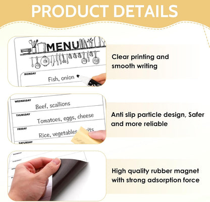 Dry Erase Magnetic Calendar for Refrigerator Clear Weekly Planner Daily Menu Board for Kitchen Dinner Menu Magnet for Fridge Family Schedule Planning List Boards 8.5x12 inch