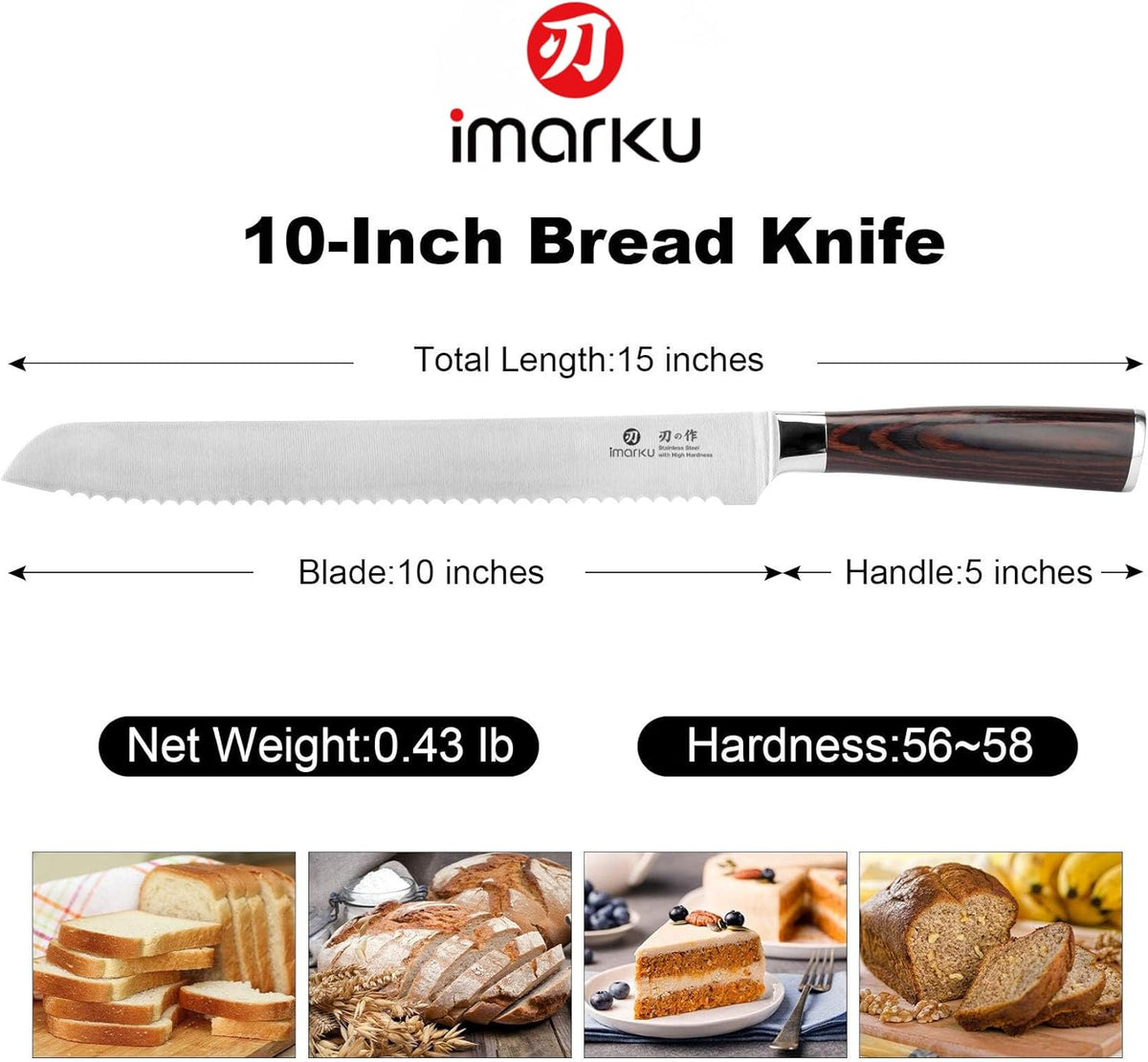 imarku 10 Inch Bread Slicer,Adjustable Thickness Homemade Bread Knife