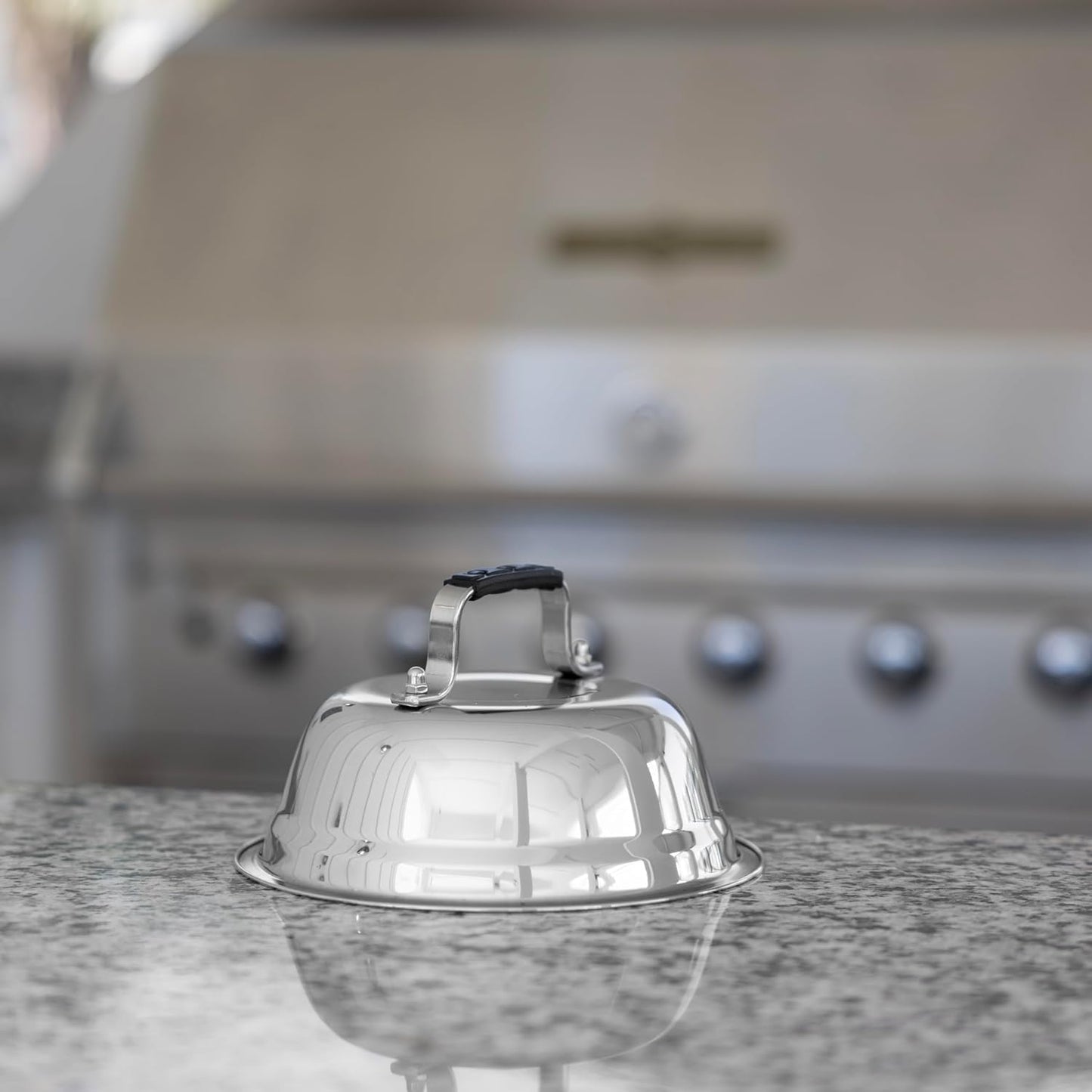 Outset Burger Cheese Melting Dome for Grill, Griddle, and Stovetop, Stainless Steel
