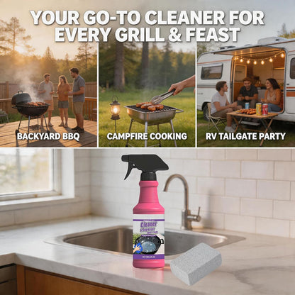 Fast-Acting Heavy-Duty Grill Degreaser Spray, BBQ Cleaner for Gas, Charcoal & Smoker Grates, Leak-Proof 4 Fl Oz Travel Size (3pc)