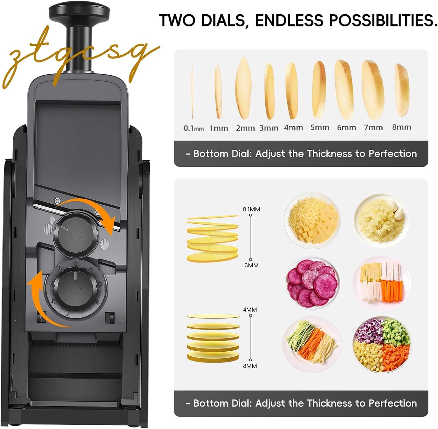 Safe Mandoline Slicer for Kitchen, Vegetable & Food Cutter, Easy to Clean