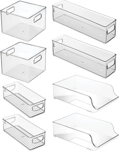 iDesign Plastic Stackable Pantry Bin - Storage Bin with Handles for Cabinets or Fridge - Set of 2 - Clear