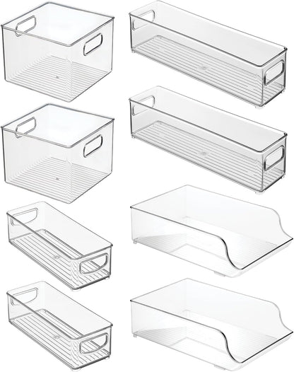 iDesign Plastic Stackable Pantry Bin - Storage Bin with Handles for Cabinets or Fridge - Set of 2 - Clear