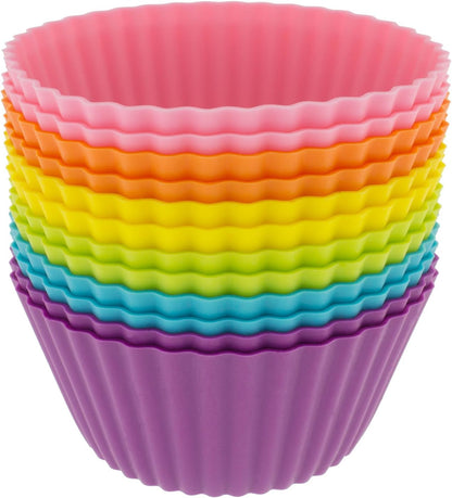 Freshware Cupcake Liners, Pack of 12 Silicone Muffin Cups, 3 Inch Baking Cups, Reusable & Non-stick Cupcake Liners for Party Halloween Christmas, Flower