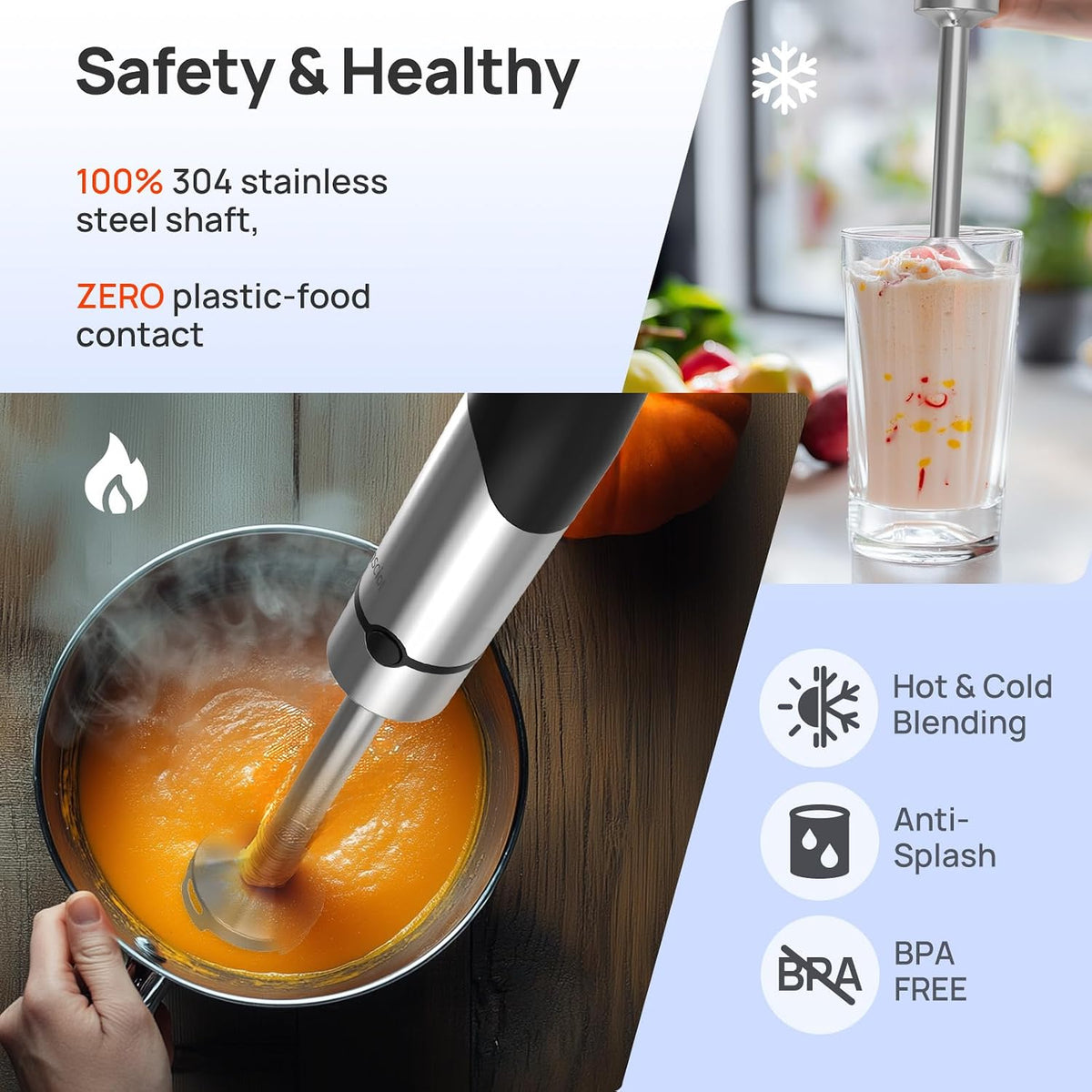 Consciot 4 in 1 Immersion Hand Blender Max 1100W, Trigger Speed Control