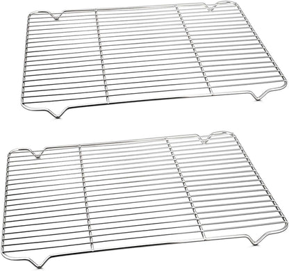 P&P CHEF Cooling Baking Rack Stainless Steel, 16.6" x 11.5", 2 Pcs, Silver