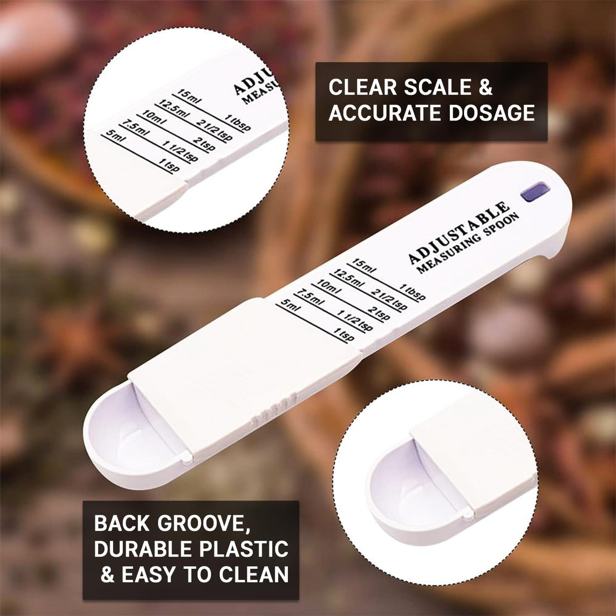 Adjustable Wet & Dry Measuring Spoon with Scale（White）