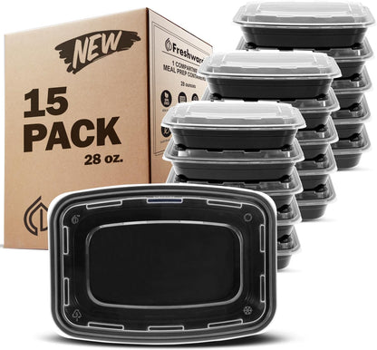 Freshware Meal Prep Containers 1 Compartment Food Storage Containers with Lids, Bento Box, BPA Free, Stackable, Microwave/Dishwasher/Freezer Safe (28 oz), 50 Count (Pack of 1)