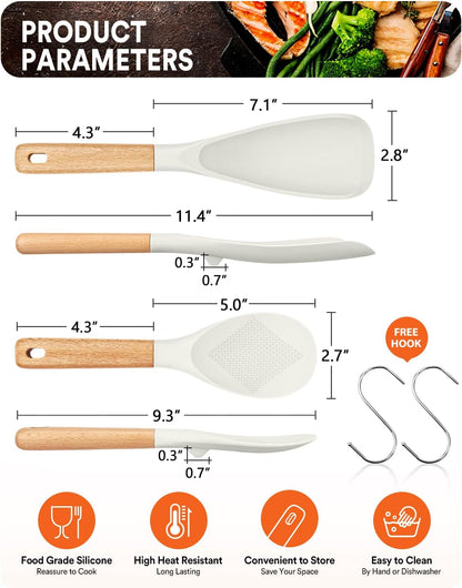 Badiano Cooking Spoon and Rice Scooper for Nonstick Cookware,Multi-function
