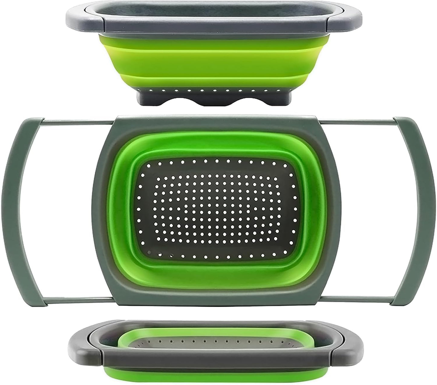 Qimh Colander Collapsible, Over The Sink Veggies/Fruit 6-Quart Strainers and Colanders with Extendable Handles, Folding Strainer for Kitchen