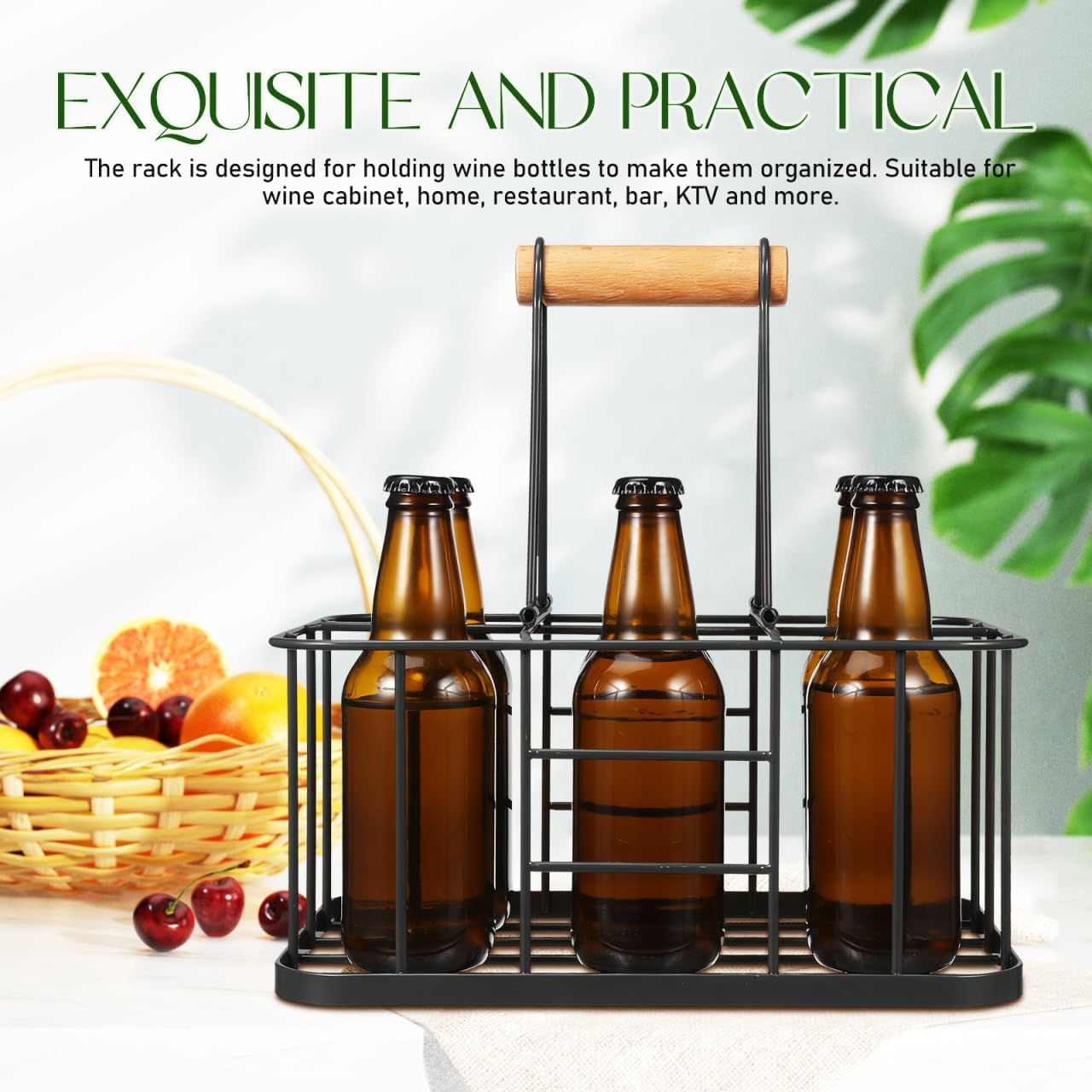 Cabilock Water Bottle Carrier Milk Bottle Holder Wire Metal Doorstep Milk Crate Basket for Farmhouse Kitchen Organizer Holder