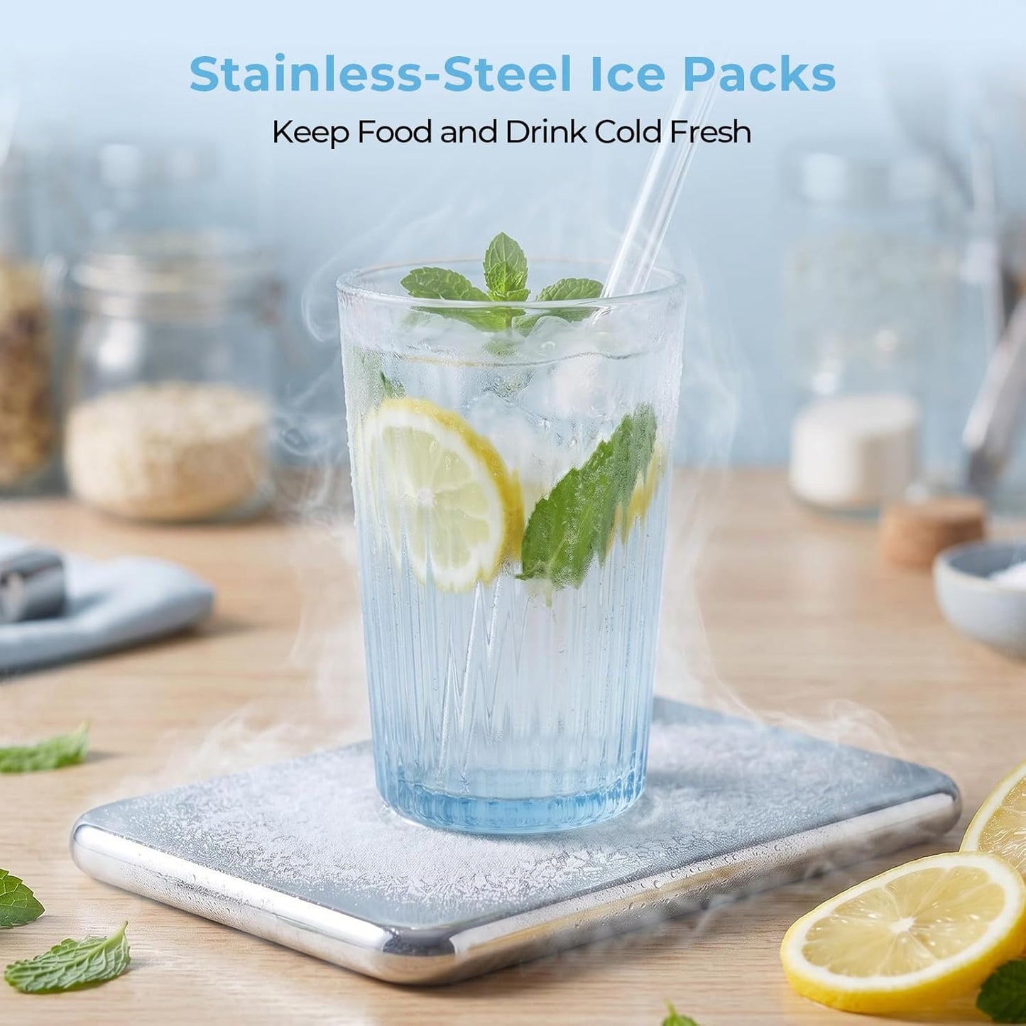 Homelove Snackle Box Container, Snack Organizer Divided Serving Tray with 2 Plastic Ice Packs, Lid with Handle, Double-layer Tray and 5-Compartment Snack Platter for Travel Party Beach Picnic