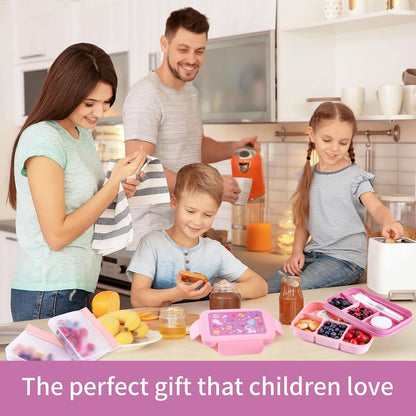 Bento Box for Kids Girls Boys, Adult,8-Compartment Leak-Proof Toddler Lunch Box for School, Drop-Proof Kids Lunch Containers with Insulated Bag, Microwave & Dishwasher Safe, BPA-Free,(Blue)