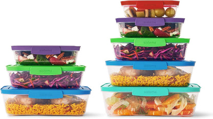 Sistema Nest It Meal Prep Food Storage Containers, 3 Compartments, 8 Cups, BPA-Free, 5-Pack