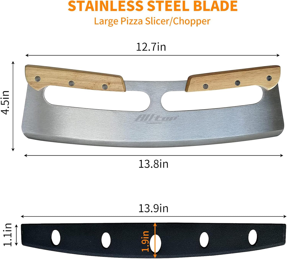 ALLTOP Pizza Cutter Rocker, Stainless Steel Blade Knife, 14 In