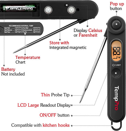 TempPro TempSwift 1 Sec Digital Meat Thermometer for Cooking