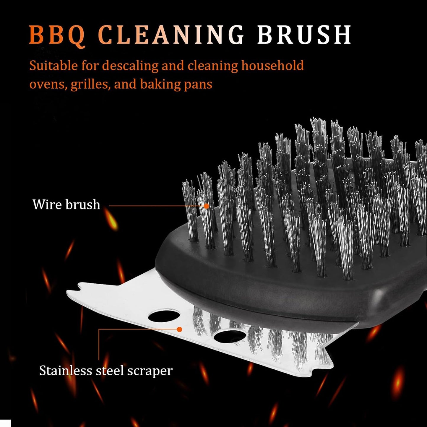 15.75” Grill Brush - Heavy Duty BBQ Scraper with Ergonomic Non-Slip Grip & Steel Bristles, Deep Clean Outdoor Grill Grates Without Bending (Safer, Long Handle)