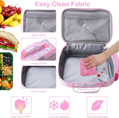 RHCPFOVR Kids Lunch Bag - Insulated Lunch Box for Boys Girls,Washable Lunch Bag and Reusable Toddler Leak-proof Lunchbox for School and Daycare - Colors B