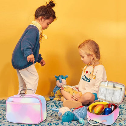 CAMTOP Kids Lunch Box Boys Girls Insulated Lunch Cooler Bag Reusable Lunch Tote Kit for School Travel (094 Tie Dye)