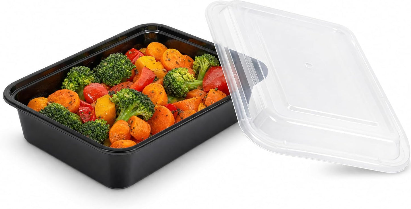 Green Direct Lunch Box Sets/Large Food Container with Lid / 2 Compartment Bento Box, Microwaveable, Freezer & Dishwasher Safe, Leak Proof, 10 Pack