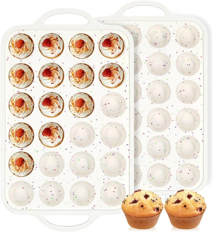 Silicone Muffin Pans for Baking, Metal Reinforced Frame 12 Cups Regular Size Silicone Cupcake Pan Nonstick Muffin Tin for Baking Muffin, Cupcake, Frittatas,BPA Free, Silicone Molds Dishwasher Safe