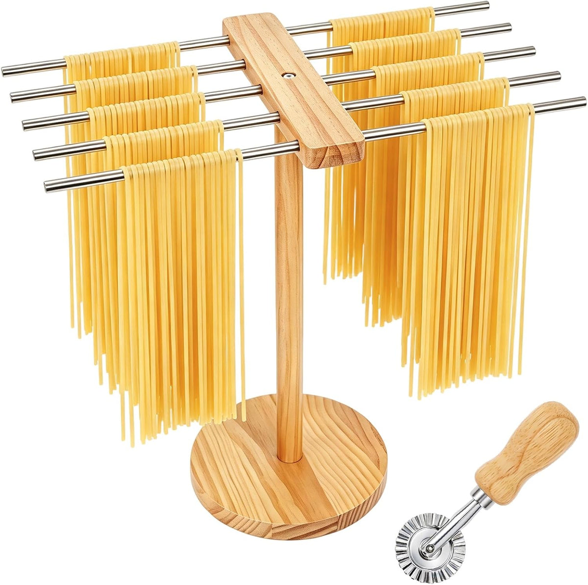 Stable Pasta Drying Rack, Noodle Drying Hanger with 10 Crossbars
