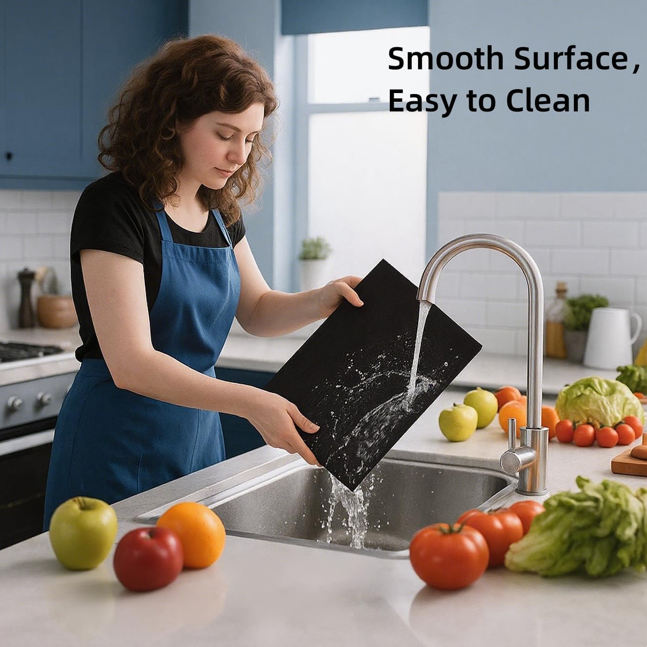 Hacaroa 4 Pack Tempered Glass Cutting Board with Rubber Feet, Rectangle Non-slip Chopping Board, Long Lasting Clear Glass Tray for Kitchen Countertop, Table, Shatter-Resistant, Heat-Resistant, 2 Size