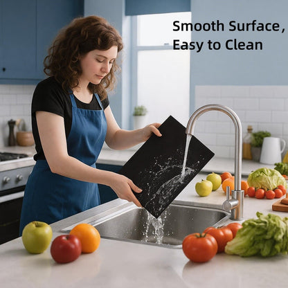 Hacaroa 4 Pack Tempered Glass Cutting Board with Rubber Feet, Rectangle Non-slip Chopping Board, Long Lasting Clear Glass Tray for Kitchen Countertop, Table, Shatter-Resistant, Heat-Resistant, 2 Size