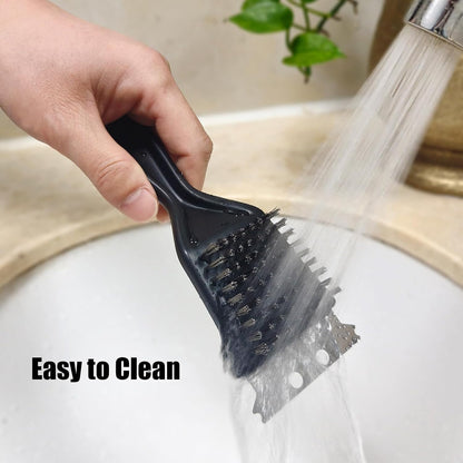 Grill Brush with Scraper Set 2 PCS Stainless Steel Wire Brush with Spatula and Bristle Free Steam Cleaner for BBQ Grill Cleaning Barbeque Grill Brushes