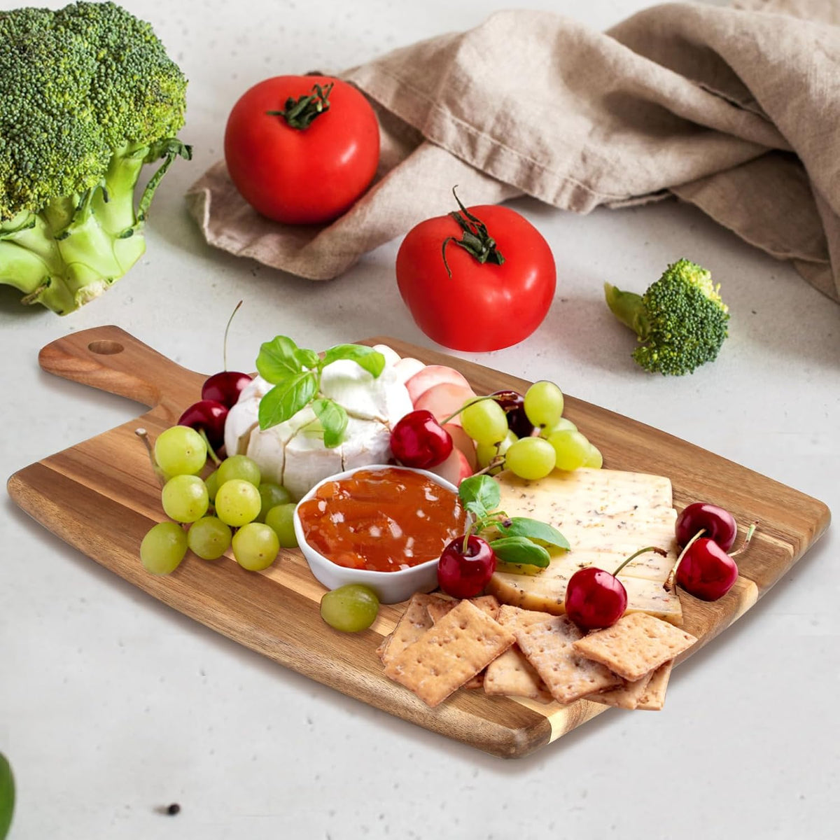 Acacia Wood Chopping Cutting Board Kitchen with Handle Charcuterie Boards