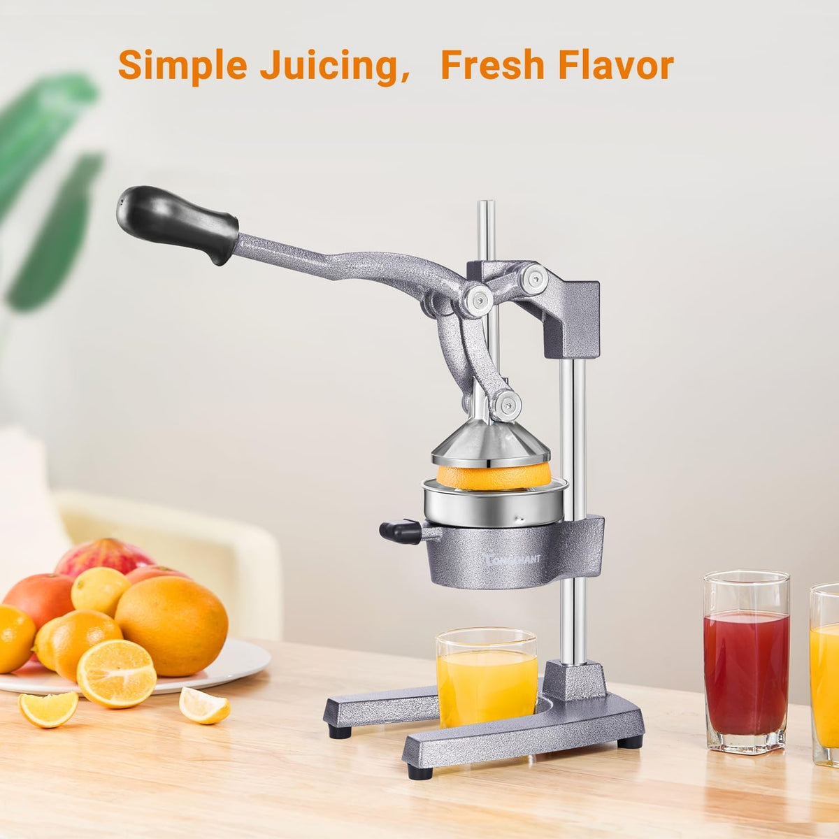 TONGCHANT Cast Iron Manual Juicer for Orange Lemon Citrus Fruit & Lime