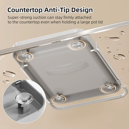Pot Lid Holder with Wavy Spoon Rest for Kitchen Counter