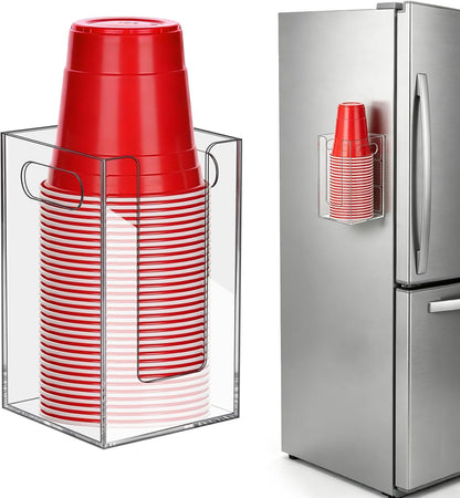 Cup Dispenser, Wall Mount Cup Holder Fits Cups Up to 18 oz, Disposable Paper & Plastic Coffee Cup and Lid Organizer for Countertop Bar, Kitchen, Breakroom Restaurant