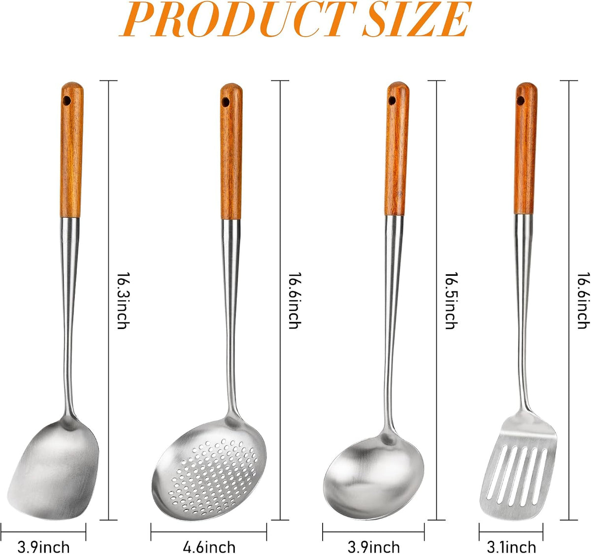 FJNATINH Solid 304 Stainless Steel Skimmer Slotted Spoon Colander Strainer Ladle for Cooking and Frying, Kitchen Utensils Wire Strainer Pasta Strainer Spoon