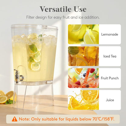 Lifewit 2 Gallon Drink Dispenser for Parties, Large Plastic Beverage Container with Fruit Infuser & Leak-Proof Spigot, BPA Free Water Pitcher for Juice/Tea/Lemonade - Ideal for Bar & Outdoor, 2 Pcs