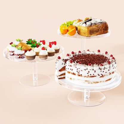 Bakzon 3 Piece Cupcake Stand, Acrylic Dessert Table Display Set, Clear Square Serving Trays for Birthday, Wedding, Baby Shower